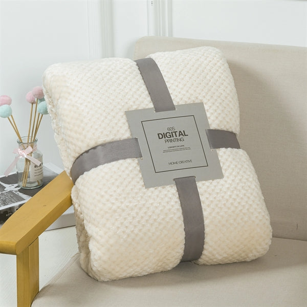 Waffle Textured Soft Throw Fleece Blankets