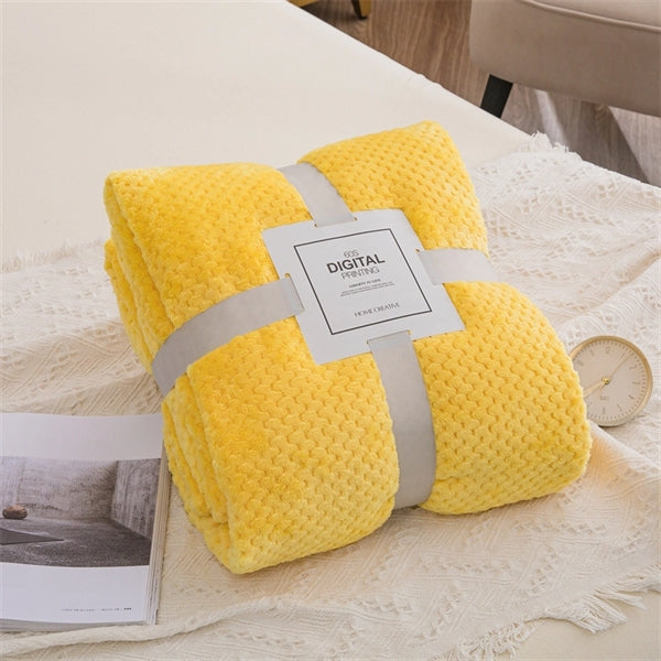 Waffle Textured Soft Throw Fleece Blankets
