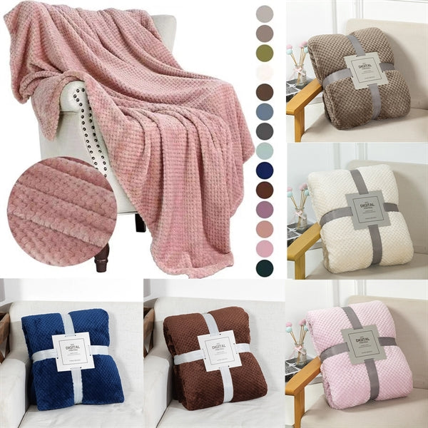 Waffle Textured Soft Throw Fleece Blankets