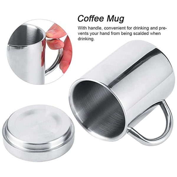 Stainless Steel Double Wall Mug With Lid