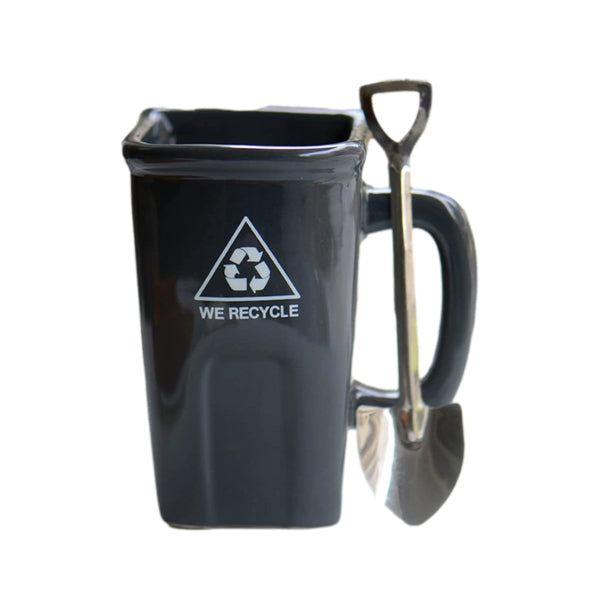12Oz Trash Can Ceramic Mug With Spoon
