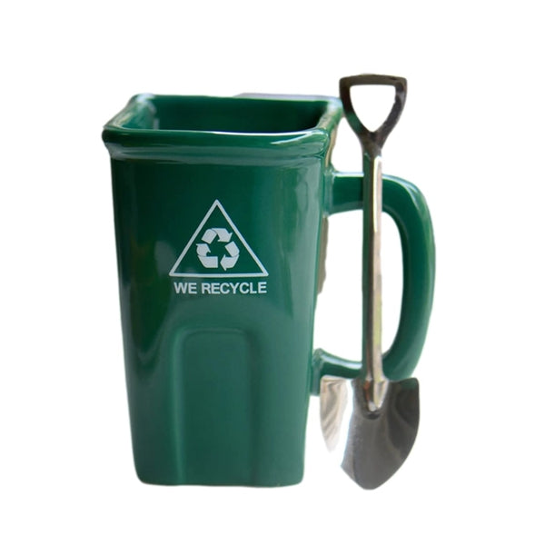 12Oz Trash Can Ceramic Mug With Spoon