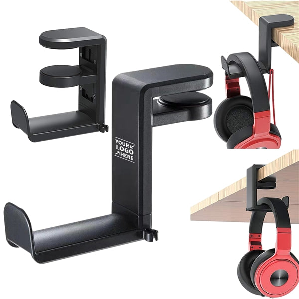 Adjustable Under-Desk Headphone Hanger with Cable Organizer