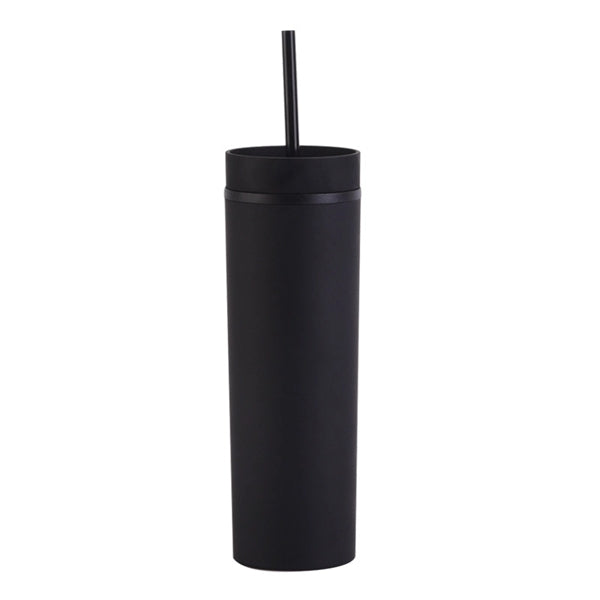 16oz Double Wall Plastic Tumbler with Lid and Straw