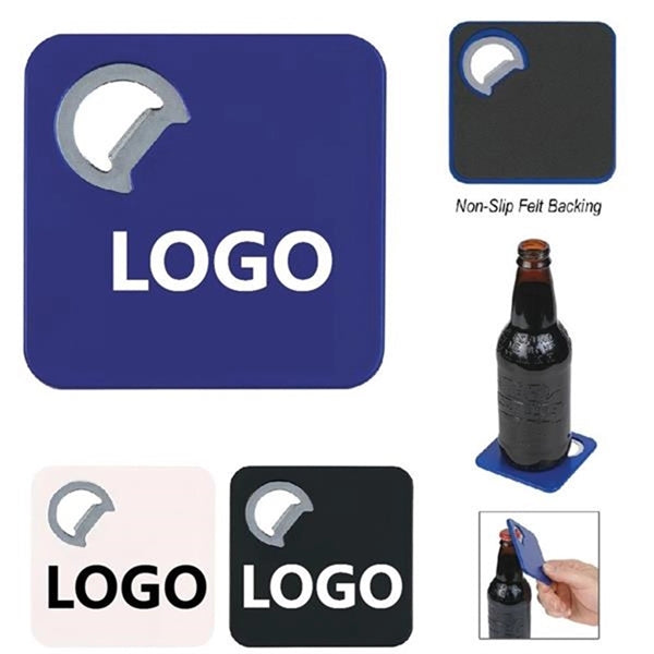 2-in-1 Square Full Color Coaster with Bottle Opener