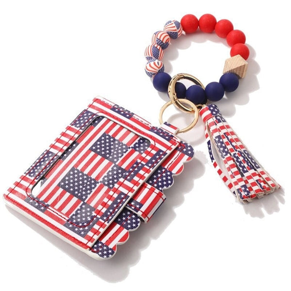 American Flag Card Bag Bracelet Key Chain