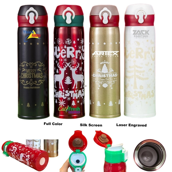 16.9 oz Christmas Bounce Stainless Steel Water Bottle