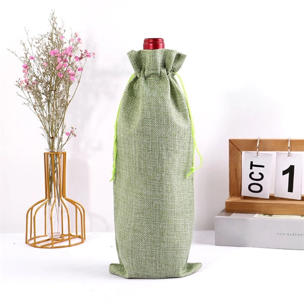 Burlap Wine Bottle Bags with Drawstring Party Favor