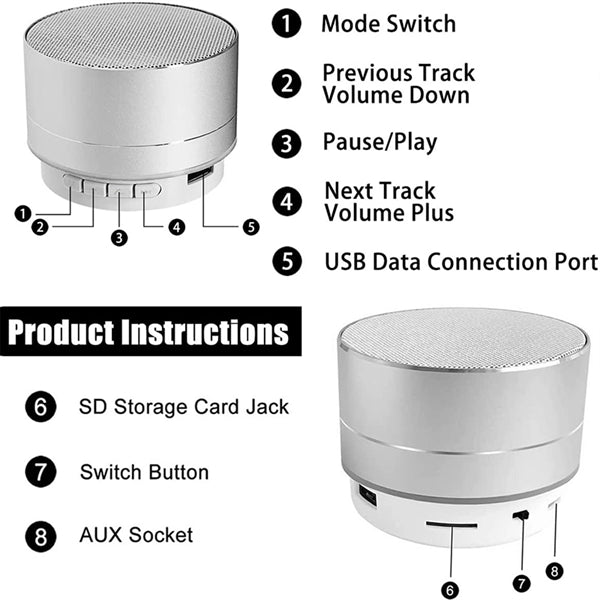 Portable Wireless Bluetooth Speakers With LED Light