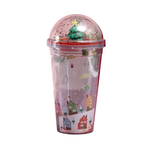 16.9 oz Plastic Christmas Micro Landscape Cup with Lid