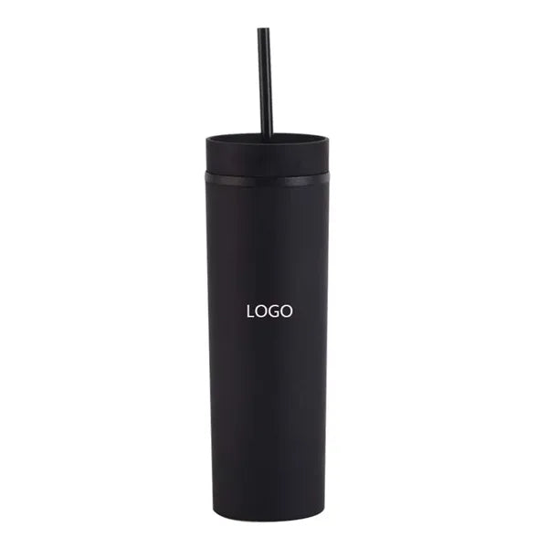16oz Double Wall Plastic Tumbler With Lid And Straw