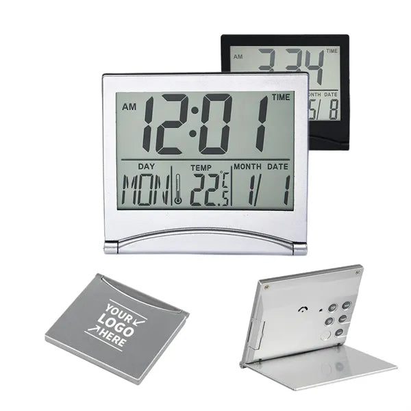 Digital LCD Travel Clock with Temperature Display