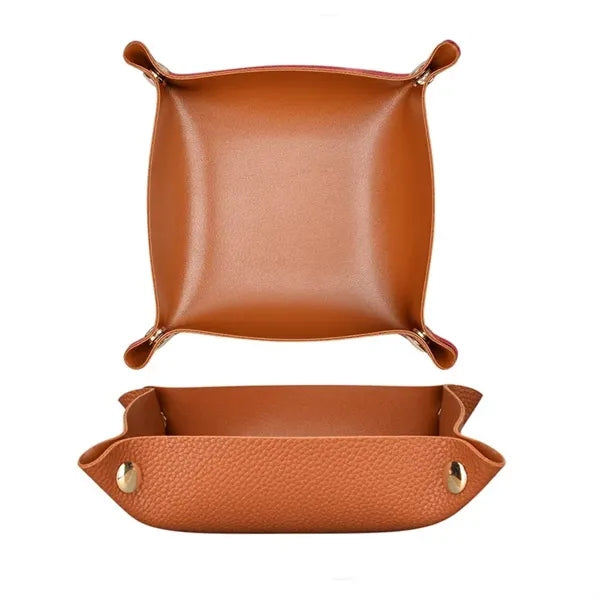 Leather Storage Basket Tray