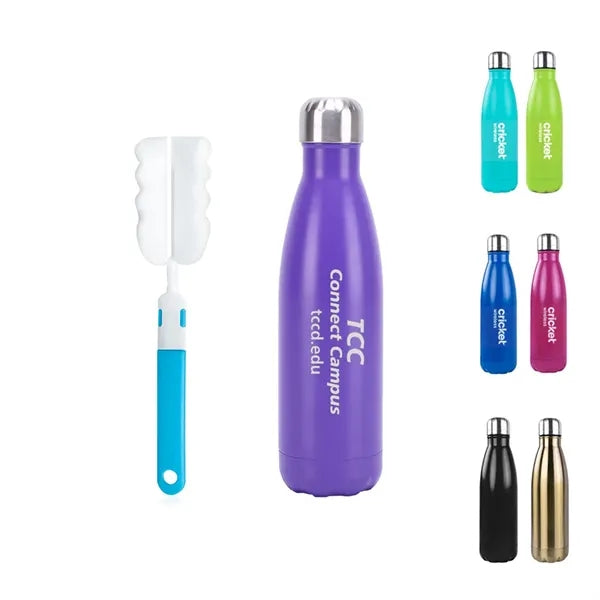 17 oz Stainless Steel Insulated Water Bottle with Sponge Bru