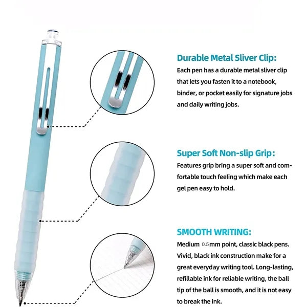 Black Retractable Ink Ballpoint Pen with Stylus