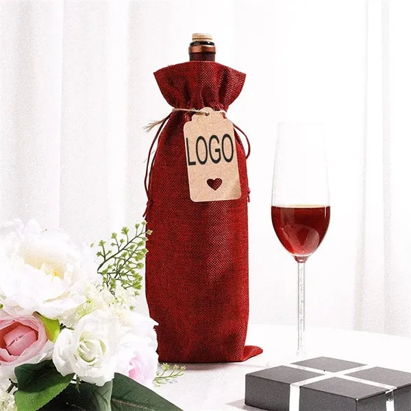 Burlap Wine Bags Jute Cloth Linen Flax With Drawstrings