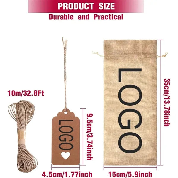 Burlap Wine Bags Jute Cloth Linen Flax With Drawstrings