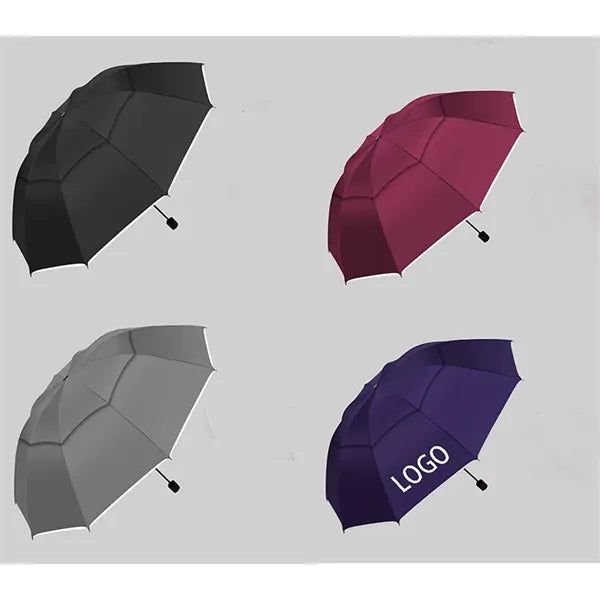 Double-layer foldable air vented umbrella