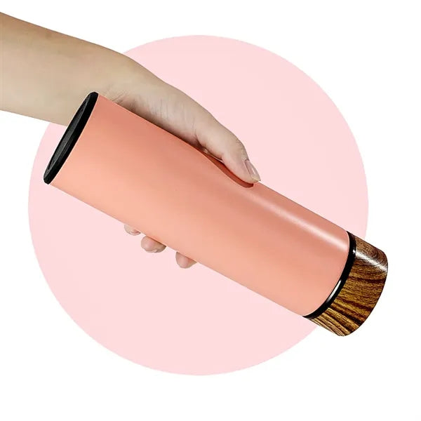 17Oz Insulated Bottle With Wood Grain Lid
