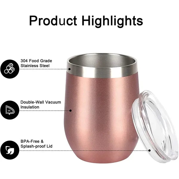12 Oz Insulated Tumbler with Lid Straw