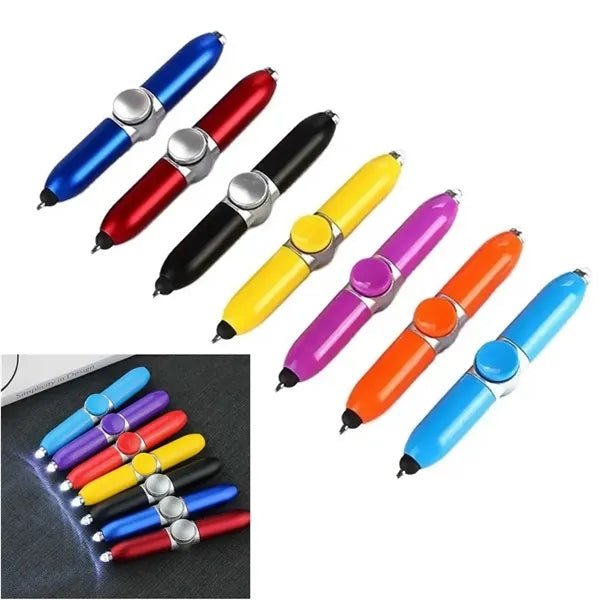 LED Flashlight Finger Gyro ball Pen w/ Stylus
