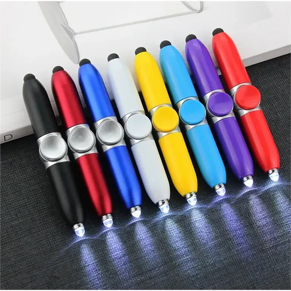 LED Flashlight Finger Gyro ball Pen w/ Stylus