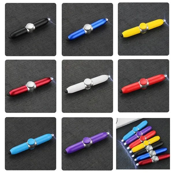 LED Flashlight Finger Gyro ball Pen w/ Stylus
