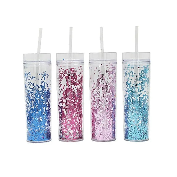 15oz Glitter Plastic Double Wall Tumbler