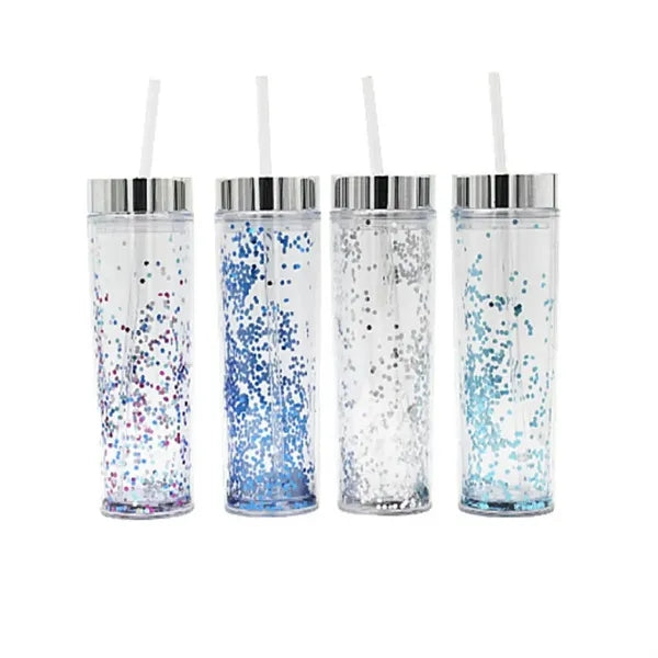 15oz Glitter Plastic Double Wall Tumbler