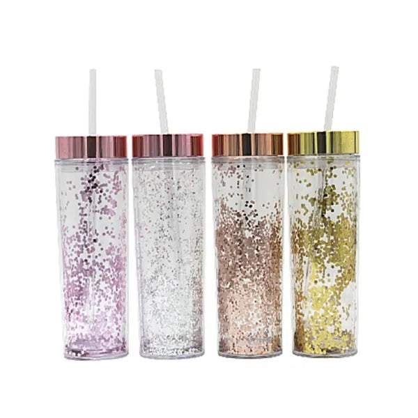 15oz Glitter Plastic Double Wall Tumbler