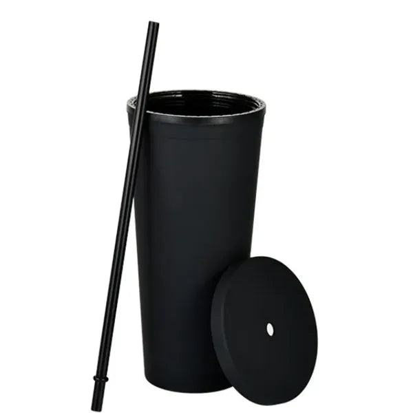 16 oz Double Wall Plastic Straw Cup