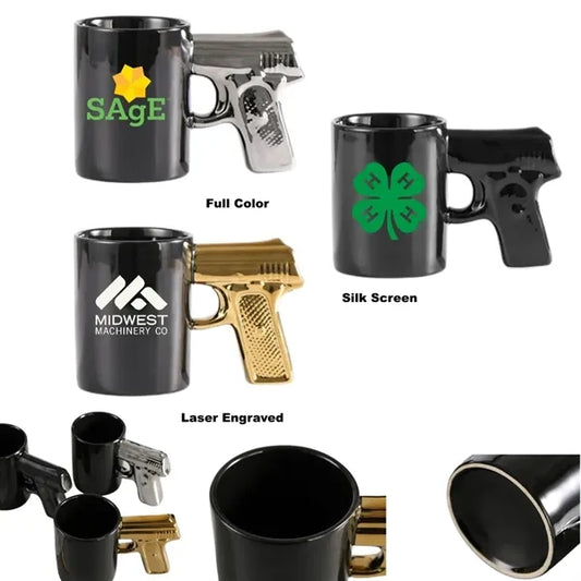 12 oz Ceramic Coffee Skull Gun Mug 3D Pistol Beer Cup