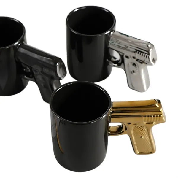 12 oz Ceramic Coffee Skull Gun Mug 3D Pistol Beer Cup