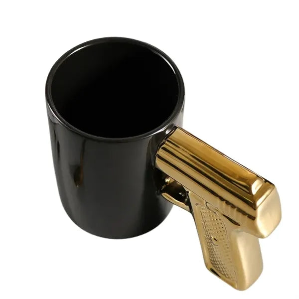 12 oz Ceramic Coffee Skull Gun Mug 3D Pistol Beer Cup