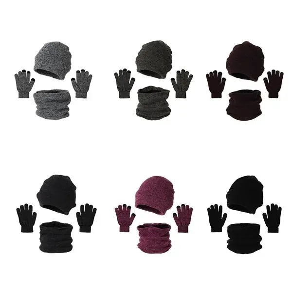 3-Pieces Winter Hat Scarf and Touch Screen Gloves