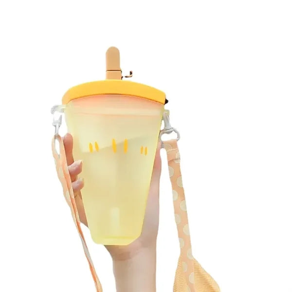 320 ML Popsicles Shape Fruit Print Water Bottle with Straw