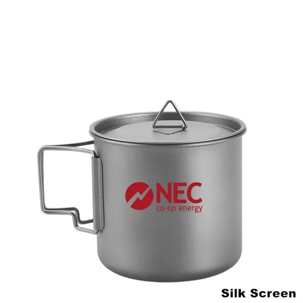 Titanium Cup With Lid Camping Coffee Mug Folding Handle