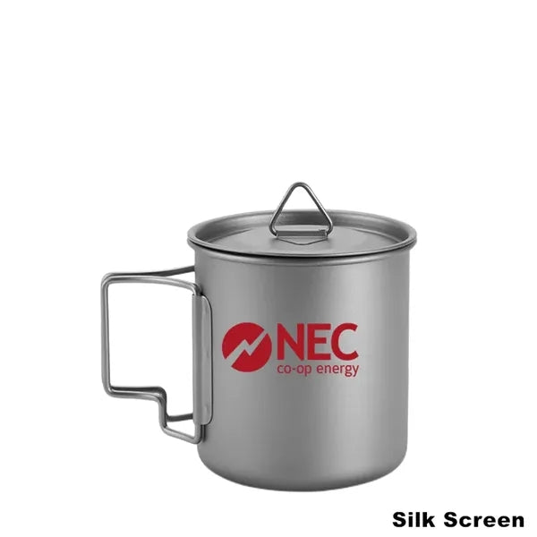 Titanium Cup With Lid Camping Coffee Mug Folding Handle