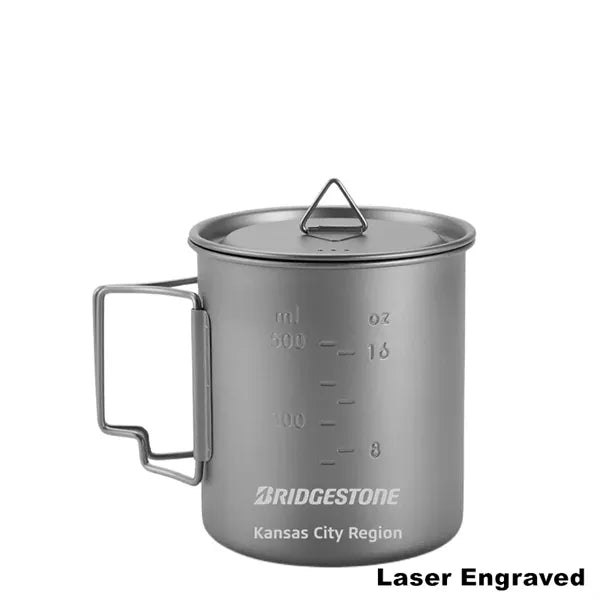 Titanium Cup With Lid Camping Coffee Mug Folding Handle