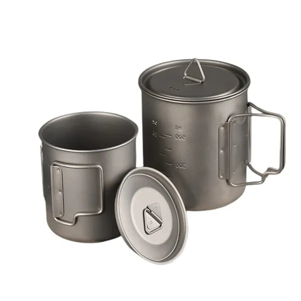 Titanium Cup With Lid Camping Coffee Mug Folding Handle