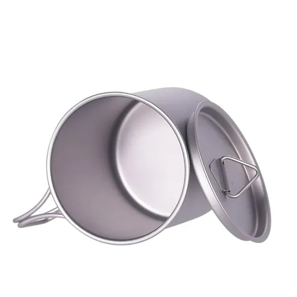 Titanium Cup With Lid Camping Coffee Mug Folding Handle