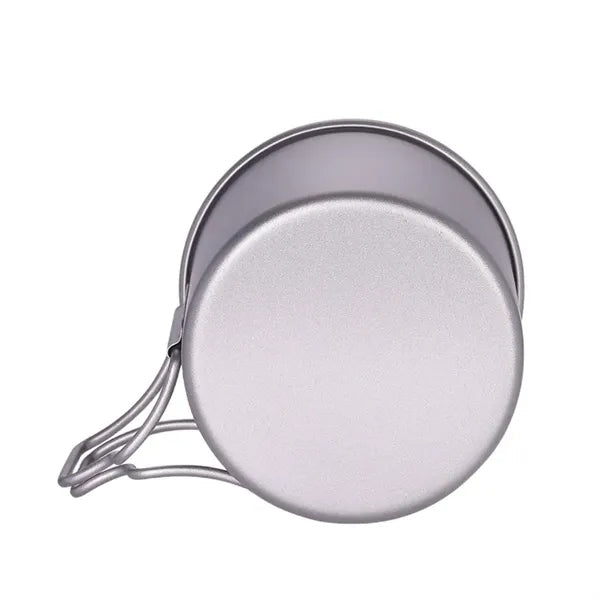 Titanium Cup With Lid Camping Coffee Mug Folding Handle