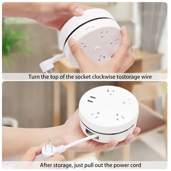 Retractable Portable Travel Power Strip