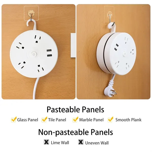 Retractable Portable Travel Power Strip
