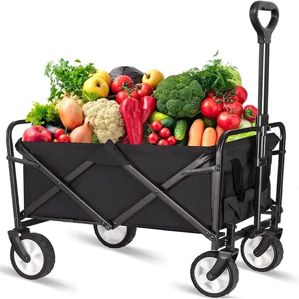 Folding Outdoor Beach Wagon with Adjustable Handle