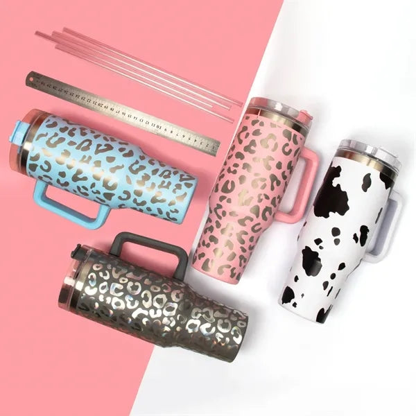 40oz Portable Car Tumbler With Handle And Straw