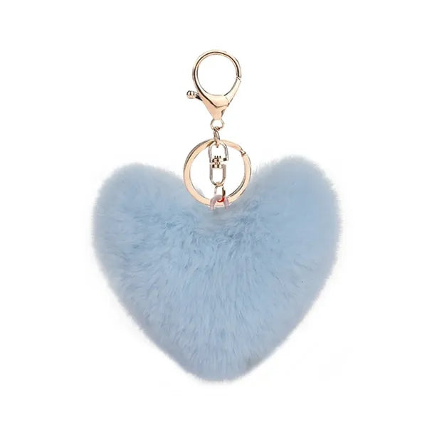 4" Fur Ball Heart Pendant Keychain
