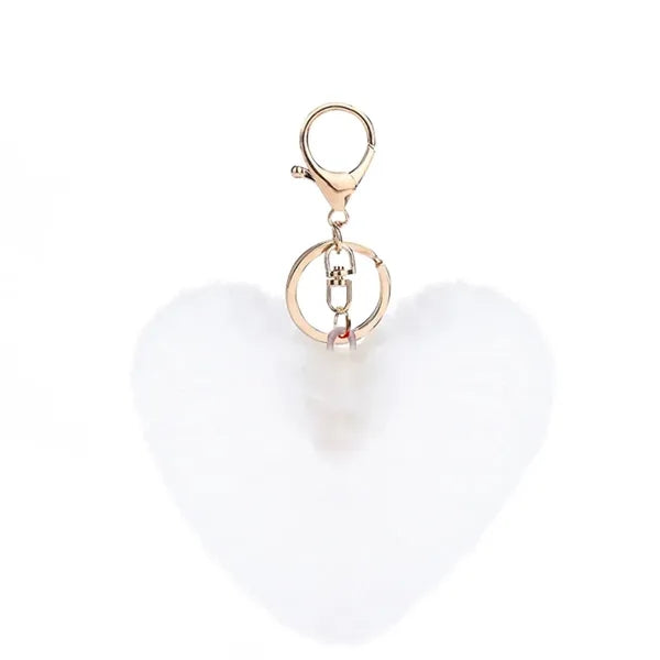 4" Fur Ball Heart Pendant Keychain