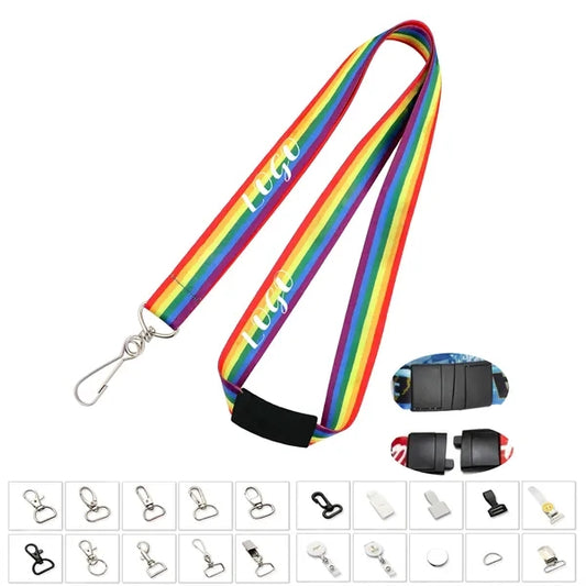 3/4" Dye Sublimation Custom Color Lanyard w/ Safety Breakawa