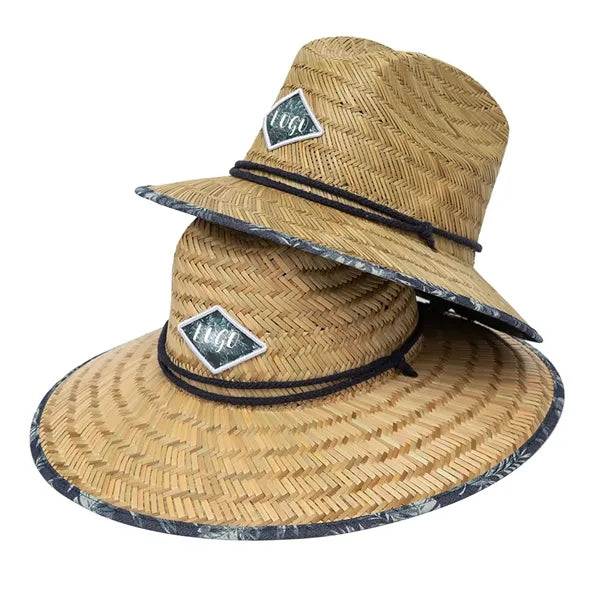 Straw Lifeguard Hat With Custom Woven Label